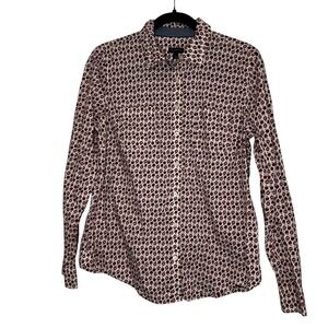Talbots‎ Red Apple Print Button Up Size 10 Teachers School Work